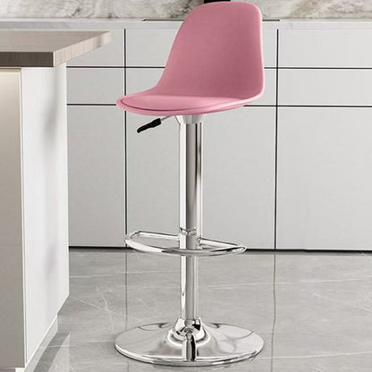Modern Minimalist Curved PP Stainless Steel Artificial Leather Bar Stool Backrest Armless For Dining Room & Kitchen
