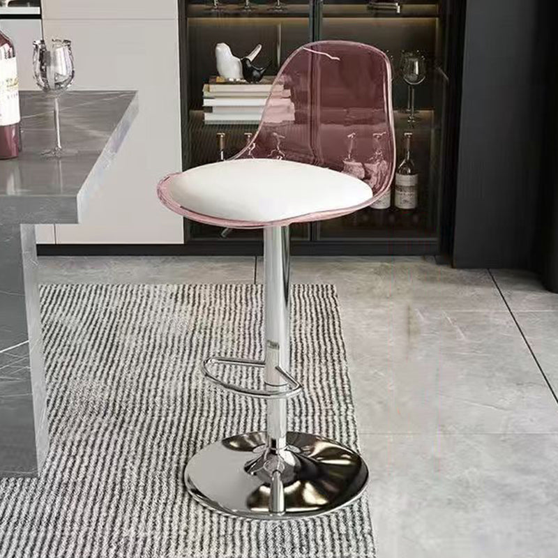 Modern Minimalist Curved PP Stainless Steel Artificial Leather Bar Stool Backrest Armless For Dining Room & Kitchen
