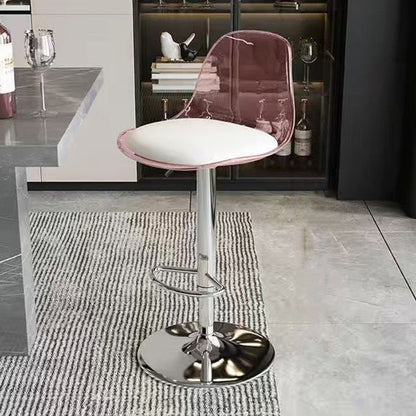 Modern Minimalist Curved PP Stainless Steel Artificial Leather Bar Stool Backrest Armless For Dining Room & Kitchen