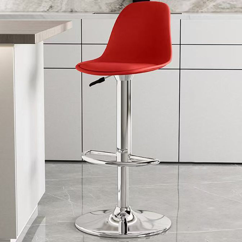 Modern Minimalist Curved PP Stainless Steel Artificial Leather Bar Stool Backrest Armless For Dining Room & Kitchen