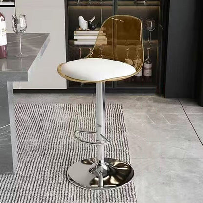 Modern Minimalist Curved PP Stainless Steel Artificial Leather Bar Stool Backrest Armless For Dining Room & Kitchen