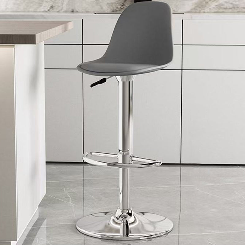 Modern Minimalist Curved PP Stainless Steel Artificial Leather Bar Stool Backrest Armless For Dining Room & Kitchen