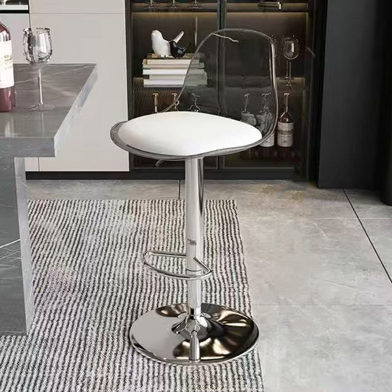 Modern Minimalist Curved PP Stainless Steel Artificial Leather Bar Stool Backrest Armless For Dining Room & Kitchen