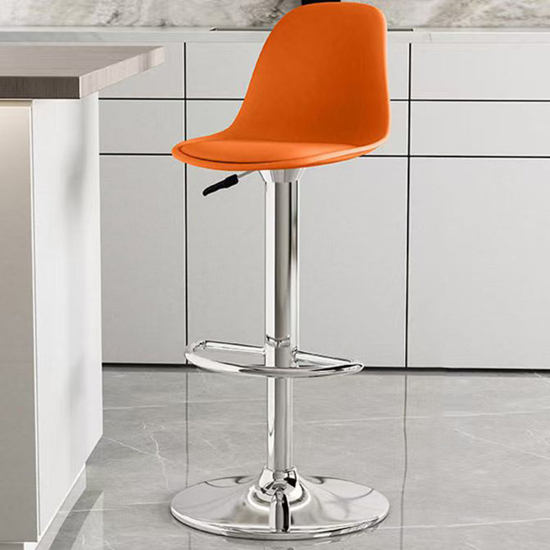 Modern Minimalist Curved PP Stainless Steel Artificial Leather Bar Stool Backrest Armless For Dining Room & Kitchen