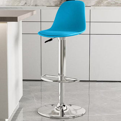 Modern Minimalist Curved PP Stainless Steel Artificial Leather Bar Stool Backrest Armless For Dining Room & Kitchen