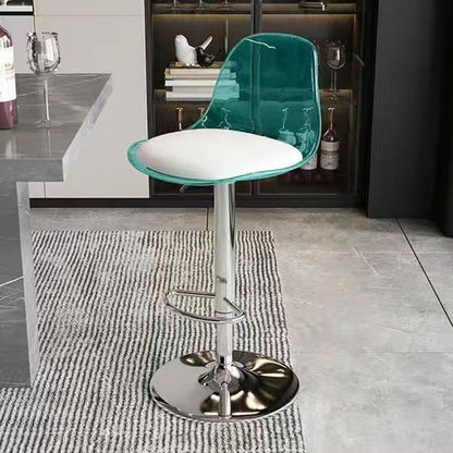 Modern Minimalist Curved PP Stainless Steel Artificial Leather Bar Stool Backrest Armless For Dining Room & Kitchen