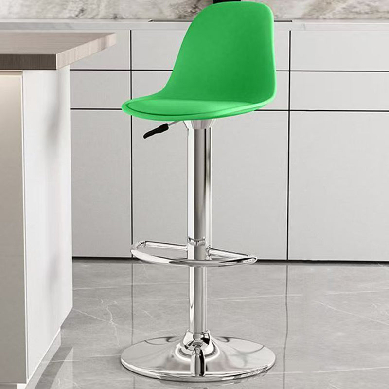 Modern Minimalist Curved PP Stainless Steel Artificial Leather Bar Stool Backrest Armless For Dining Room & Kitchen