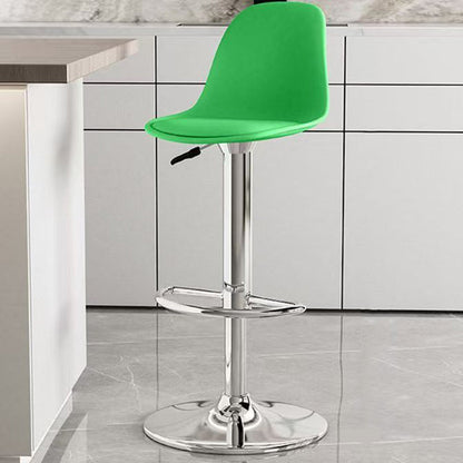 Modern Minimalist Curved PP Stainless Steel Artificial Leather Bar Stool Backrest Armless For Dining Room & Kitchen