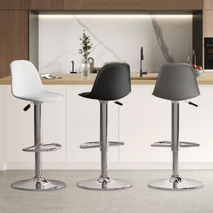 Modern Minimalist Curved PP Stainless Steel Artificial Leather Bar Stool Backrest Armless For Dining Room & Kitchen