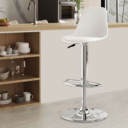 Modern Minimalist Curved PP Stainless Steel Artificial Leather Bar Stool Backrest Armless For Dining Room & Kitchen