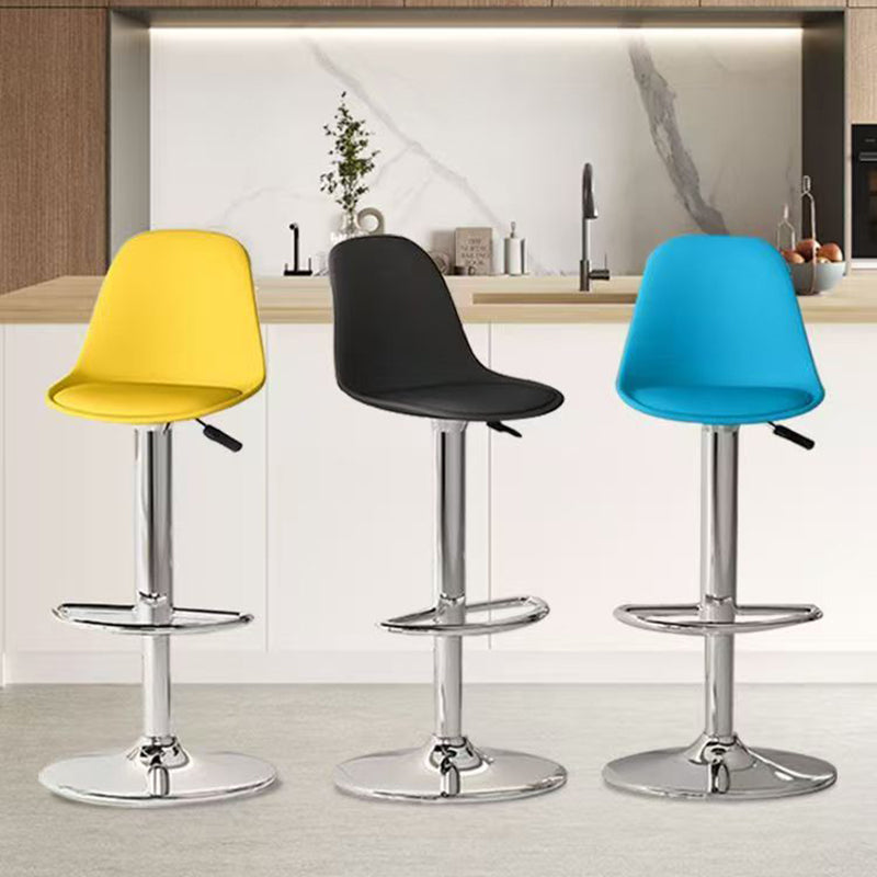 Modern Minimalist Curved PP Stainless Steel Artificial Leather Bar Stool Backrest Armless For Dining Room & Kitchen