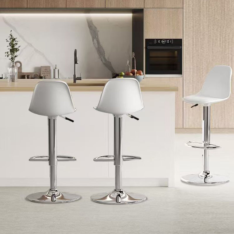 Modern Minimalist Curved PP Stainless Steel Artificial Leather Bar Stool Backrest Armless For Dining Room & Kitchen