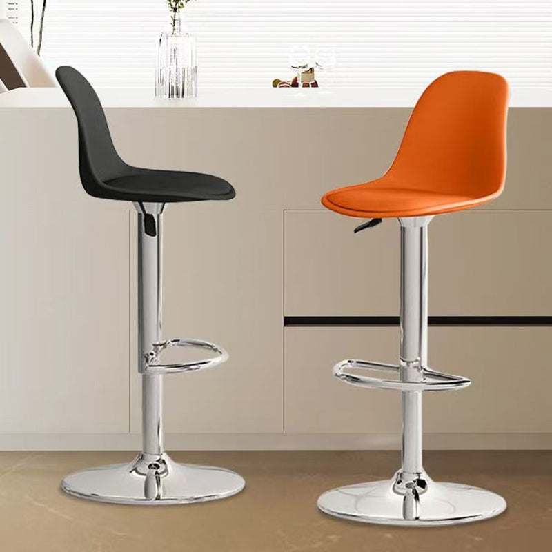 Modern Minimalist Curved PP Stainless Steel Artificial Leather Bar Stool Backrest Armless For Dining Room & Kitchen