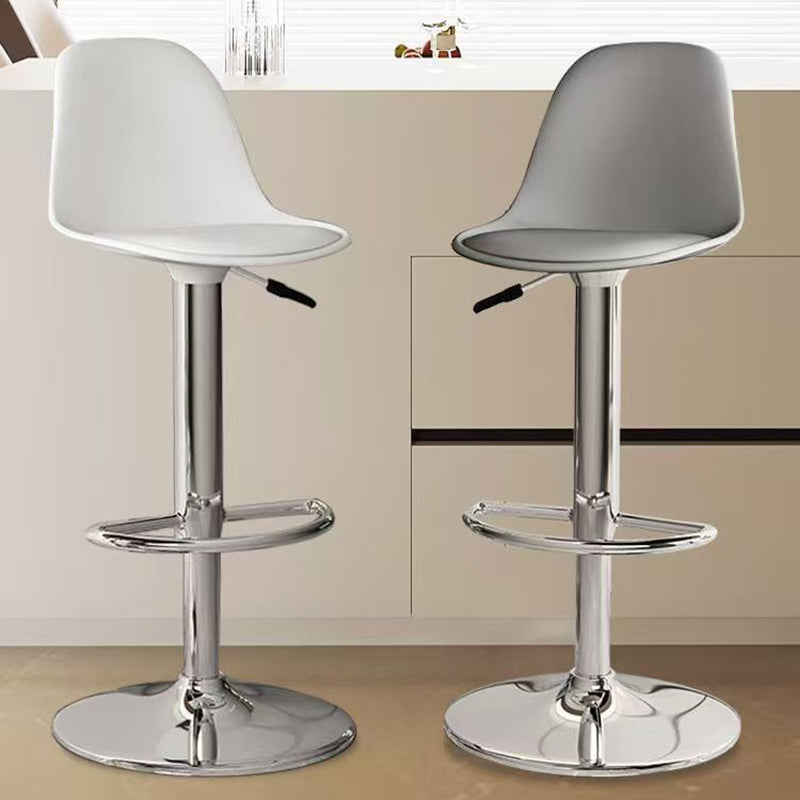 Modern Minimalist Curved PP Stainless Steel Artificial Leather Bar Stool Backrest Armless For Dining Room & Kitchen