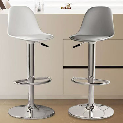 Modern Minimalist Curved PP Stainless Steel Artificial Leather Bar Stool Backrest Armless For Dining Room & Kitchen