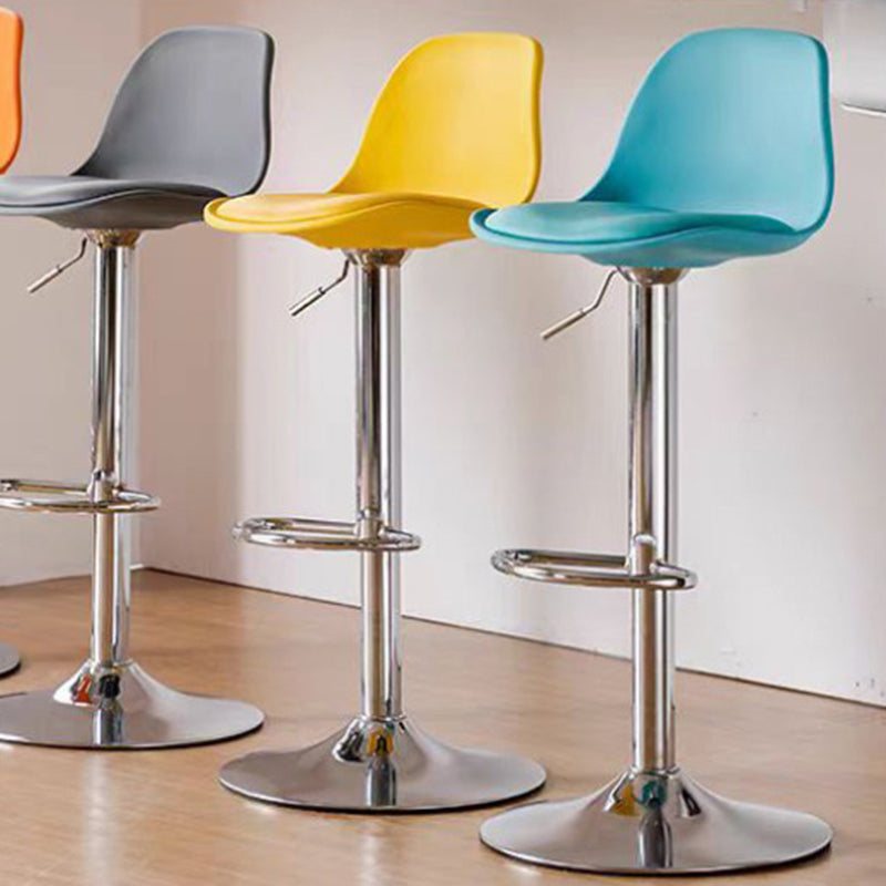Modern Minimalist Curved PP Stainless Steel Artificial Leather Bar Stool Backrest Armless For Dining Room & Kitchen