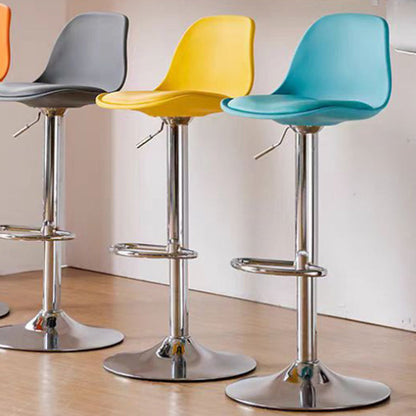 Modern Minimalist Curved PP Stainless Steel Artificial Leather Bar Stool Backrest Armless For Dining Room & Kitchen