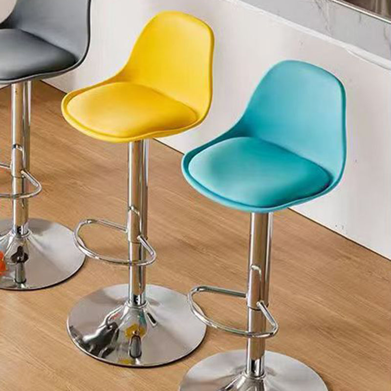 Modern Minimalist Curved PP Stainless Steel Artificial Leather Bar Stool Backrest Armless For Dining Room & Kitchen
