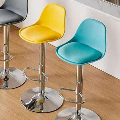 Modern Minimalist Curved PP Stainless Steel Artificial Leather Bar Stool Backrest Armless For Dining Room & Kitchen