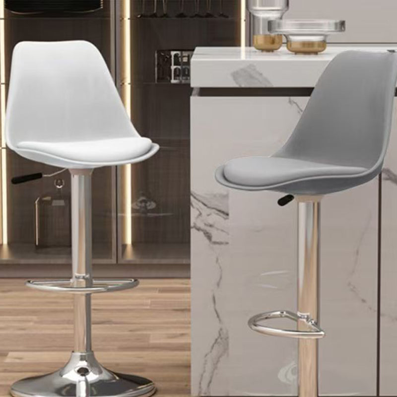 Modern Minimalist Curved PP Stainless Steel Artificial Leather Bar Stool Backrest Armless For Dining Room & Kitchen