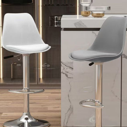 Modern Minimalist Curved PP Stainless Steel Artificial Leather Bar Stool Backrest Armless For Dining Room & Kitchen