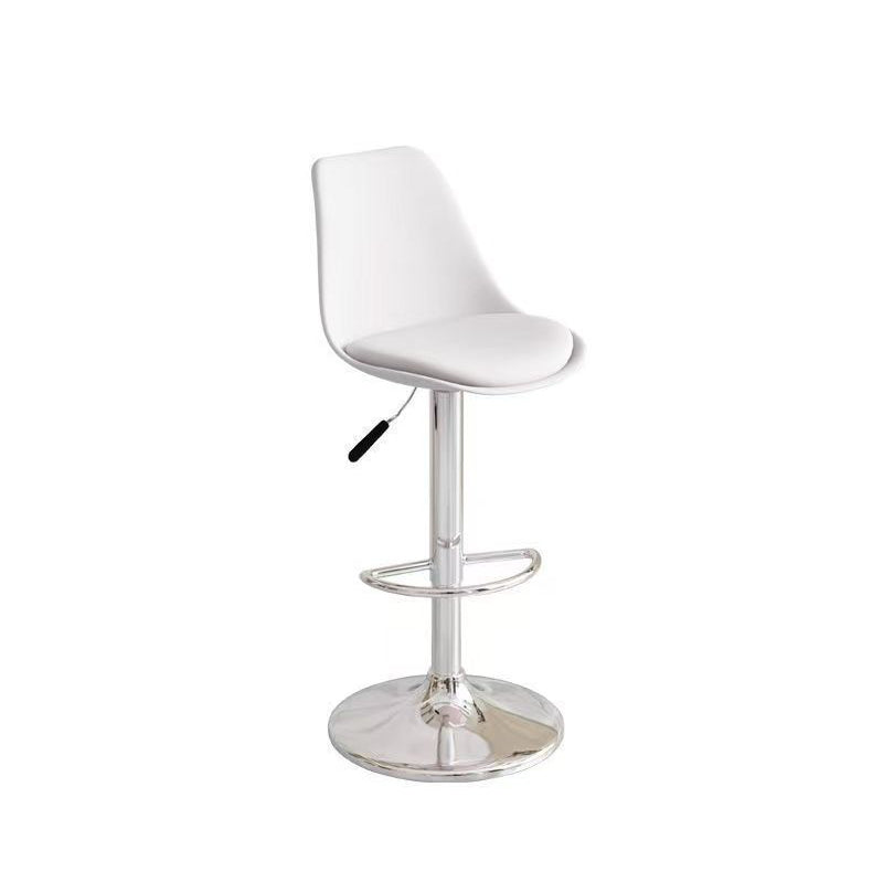 Modern Minimalist Curved PP Stainless Steel Artificial Leather Bar Stool Backrest Armless For Dining Room & Kitchen