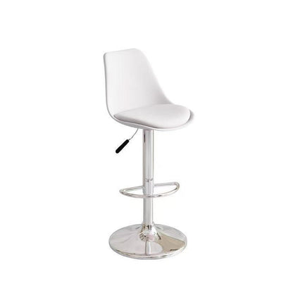 Modern Minimalist Curved PP Stainless Steel Artificial Leather Bar Stool Backrest Armless For Dining Room & Kitchen