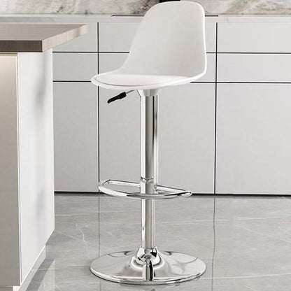 Modern Minimalist Curved PP Stainless Steel Artificial Leather Bar Stool Backrest Armless For Dining Room & Kitchen