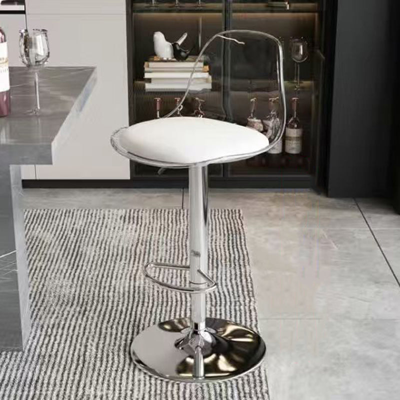 Modern Minimalist Curved PP Stainless Steel Artificial Leather Bar Stool Backrest Armless For Dining Room & Kitchen