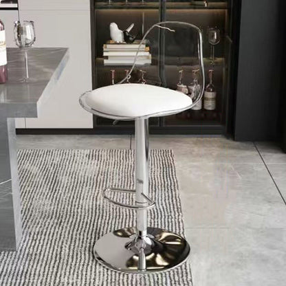 Modern Minimalist Curved PP Stainless Steel Artificial Leather Bar Stool Backrest Armless For Dining Room & Kitchen