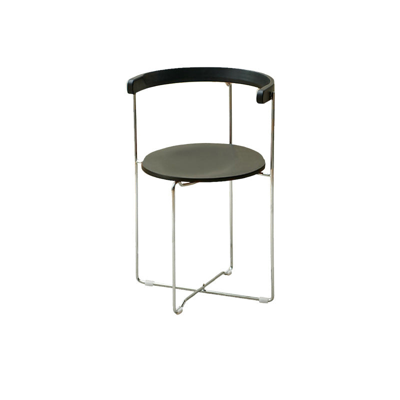Contemporary Nordic Cylindrical Cotton-Linen Solid Wood Multi-Layer Board Steel Folding Dining Chair Backrest Armless For Dining Room & Kitchen