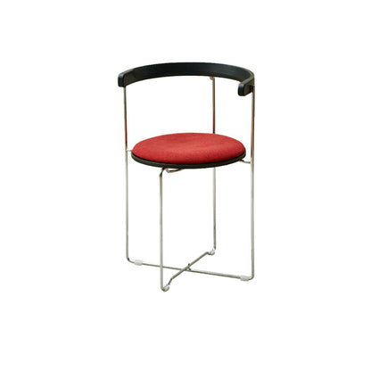 Contemporary Nordic Cylindrical Cotton-Linen Solid Wood Multi-Layer Board Steel Folding Dining Chair Backrest Armless For Dining Room & Kitchen