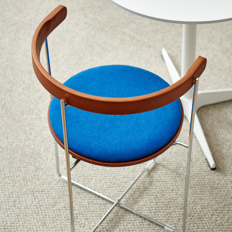 Contemporary Nordic Cylindrical Cotton-Linen Solid Wood Multi-Layer Board Steel Folding Dining Chair Backrest Armless For Dining Room & Kitchen