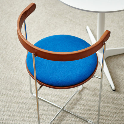 Contemporary Nordic Cylindrical Cotton-Linen Solid Wood Multi-Layer Board Steel Folding Dining Chair Backrest Armless For Dining Room & Kitchen
