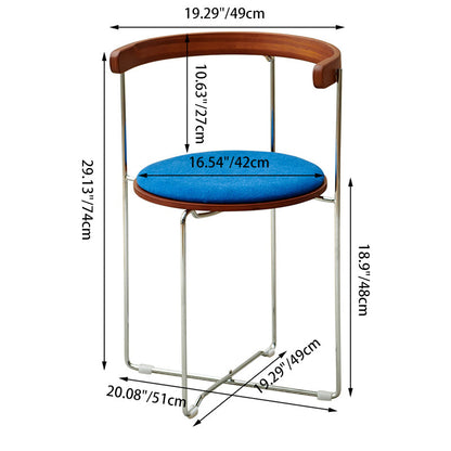 Contemporary Nordic Cylindrical Cotton-Linen Solid Wood Multi-Layer Board Steel Folding Dining Chair Backrest Armless For Dining Room & Kitchen