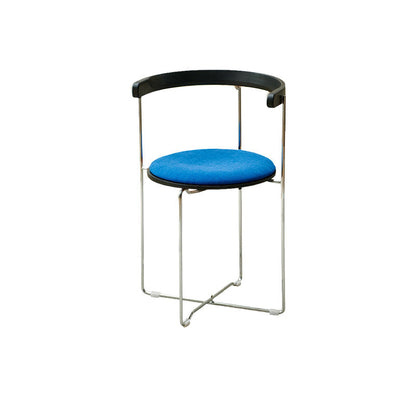 Contemporary Nordic Cylindrical Cotton-Linen Solid Wood Multi-Layer Board Steel Folding Dining Chair Backrest Armless For Dining Room & Kitchen