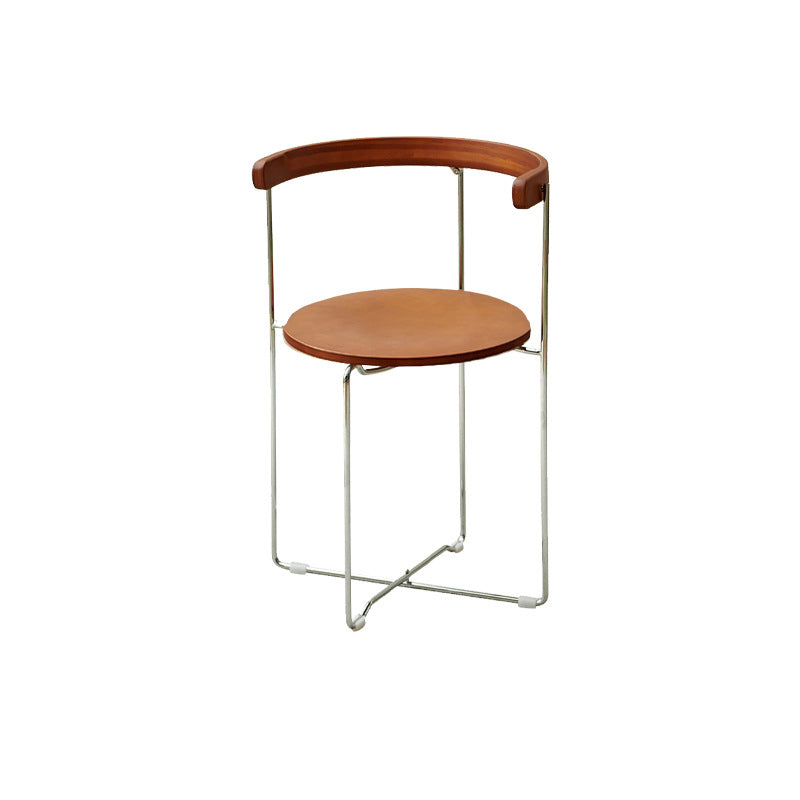 Contemporary Nordic Cylindrical Cotton-Linen Solid Wood Multi-Layer Board Steel Folding Dining Chair Backrest Armless For Dining Room & Kitchen