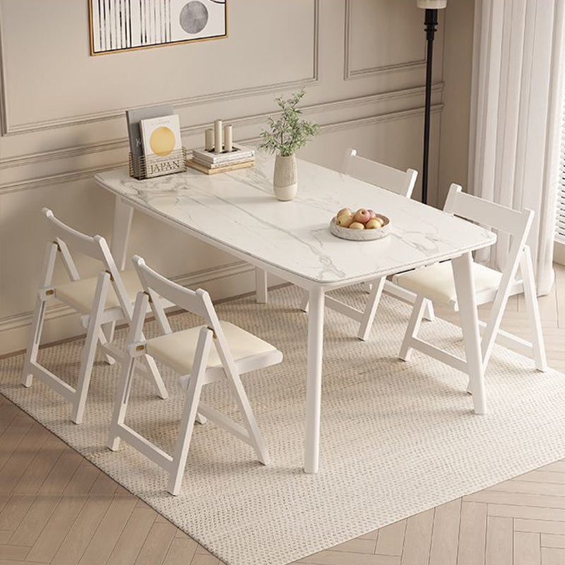Modern Minimalist Triangular Rectangular Rubberwood Cat's Paw Leather Folding Dining Chair Backrest Armless For Dining Room & Kitchen