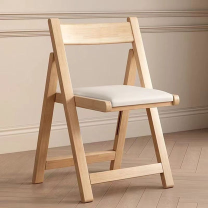 Modern Minimalist Triangular Rectangular Rubberwood Cat's Paw Leather Folding Dining Chair Backrest Armless For Dining Room & Kitchen