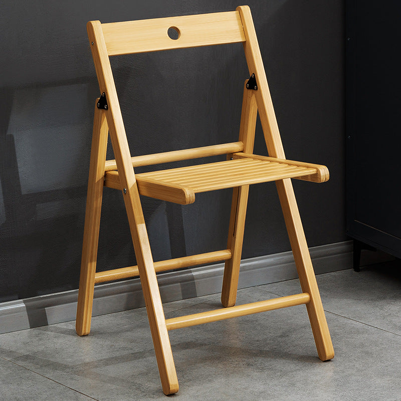Traditional Chinese Rectangular Triangular Bamboo Folding Dining Chair Backrest Armless For Dining Room & Kitchen
