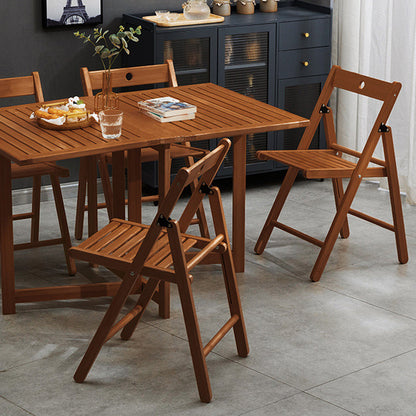 Traditional Chinese Rectangular Triangular Bamboo Folding Dining Chair Backrest Armless For Dining Room & Kitchen