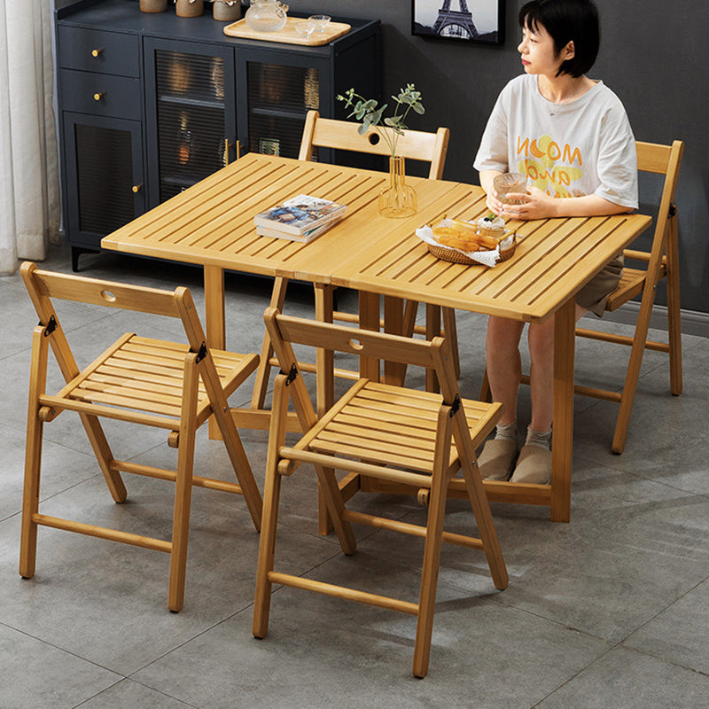 Traditional Chinese Rectangular Triangular Bamboo Folding Dining Chair Backrest Armless For Dining Room & Kitchen