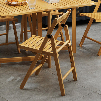 Traditional Chinese Rectangular Triangular Bamboo Folding Dining Chair Backrest Armless For Dining Room & Kitchen