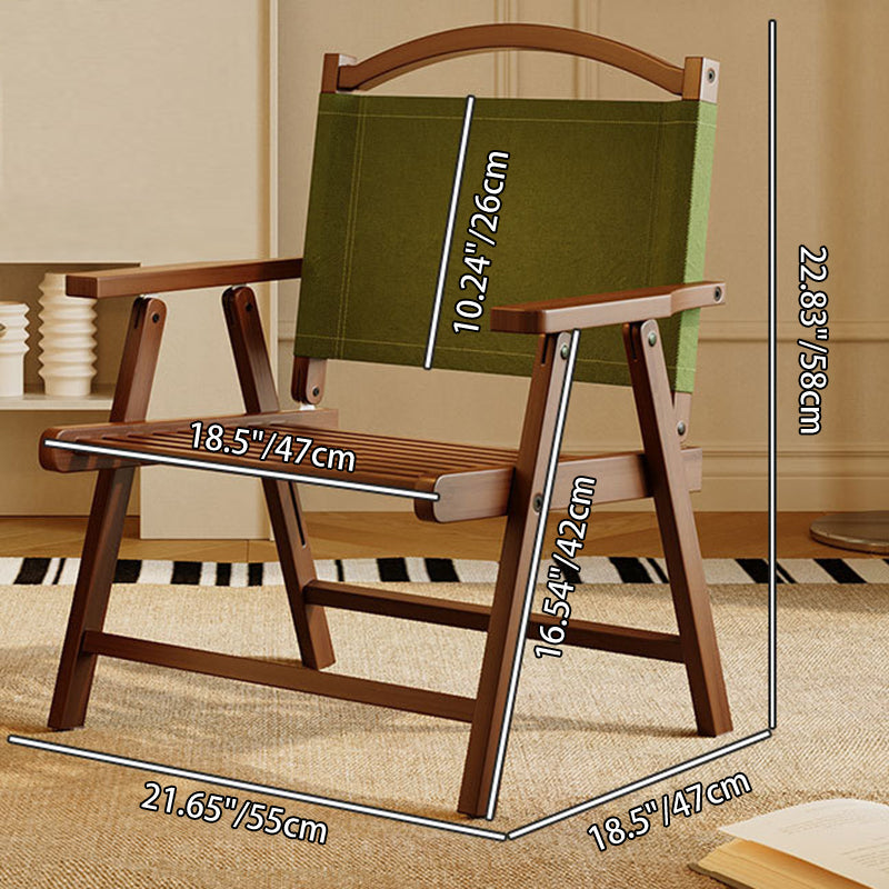 Contemporary Nordic Rectangular Curved Bamboo Oxford Fabric Folding Outdoor Chair Backrest Armrest For Garden