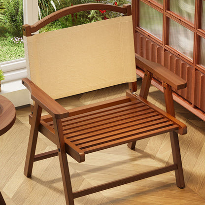 Contemporary Nordic Rectangular Curved Bamboo Oxford Fabric Folding Outdoor Chair Backrest Armrest For Garden