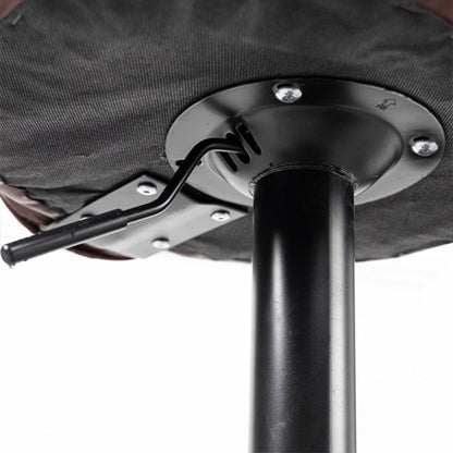 Contemporary Luxury Curved Cylindrical Adjustable Height Faux Oil Wax Leather Metal Bar Stool Backrest Armless For Dining Room & Kitchen