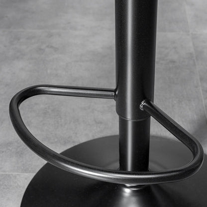 Contemporary Luxury Curved Cylindrical Adjustable Height Faux Oil Wax Leather Metal Bar Stool Backrest Armless For Dining Room & Kitchen