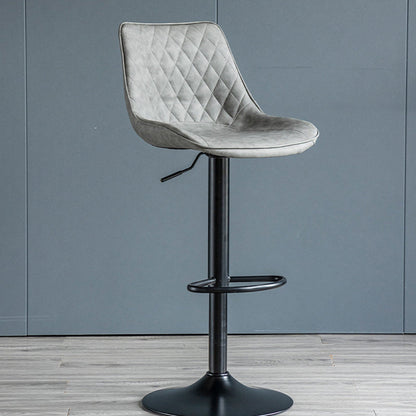 Modern Minimalist Curved Cylindrical PU Leather Iron Swivel Bar Stool Backrest Armless For Dining Room & Kitchen