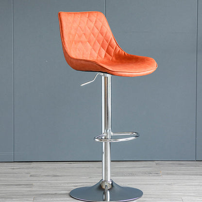 Modern Minimalist Curved Cylindrical PU Leather Iron Swivel Bar Stool Backrest Armless For Dining Room & Kitchen