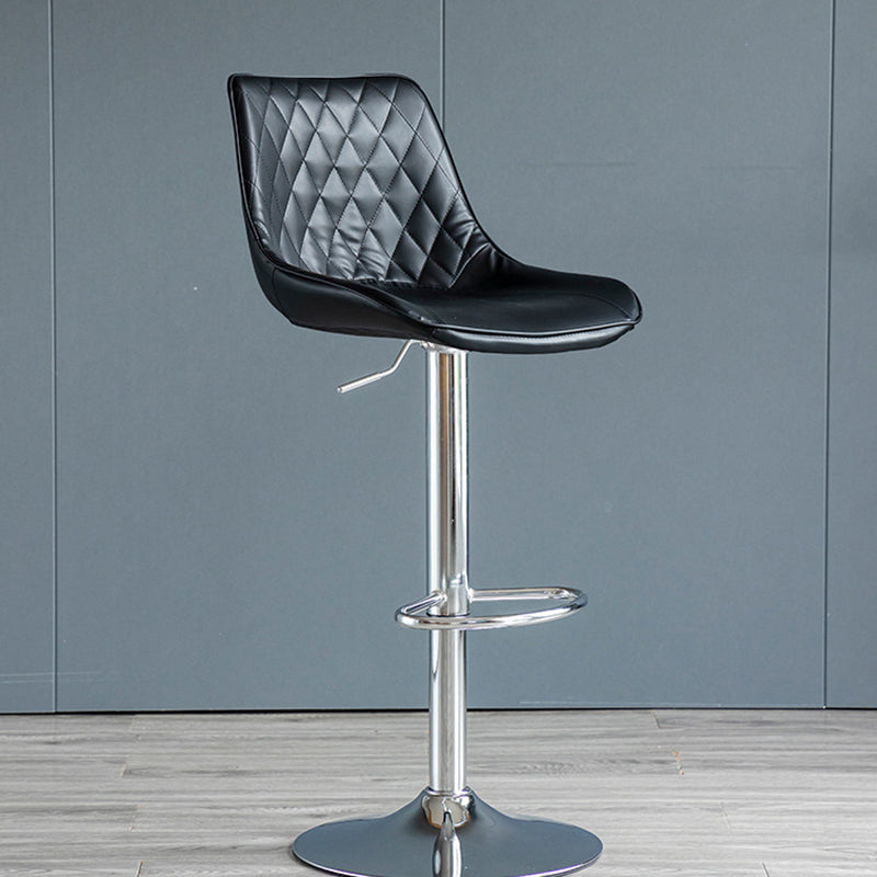 Modern Minimalist Curved Cylindrical PU Leather Iron Swivel Bar Stool Backrest Armless For Dining Room & Kitchen